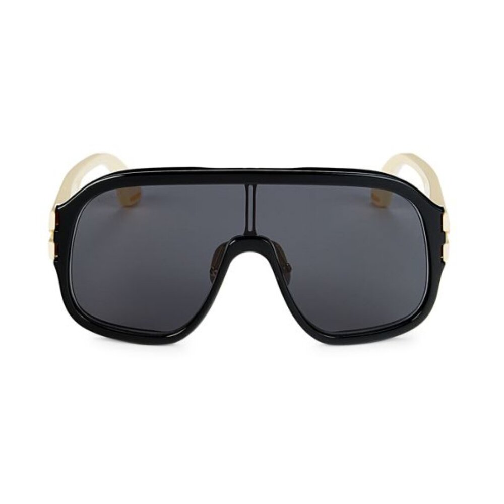 Gucci 65MM Oversized Shield Sunglasses in Black & Ivory